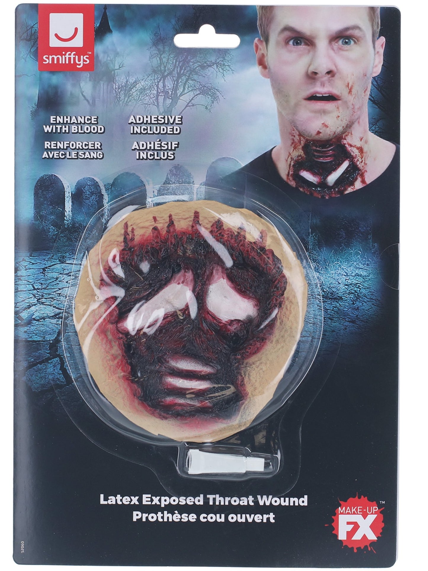 Smiffys Make-Up FX, Latex Exposed Throat Wound, Re Wholesale
