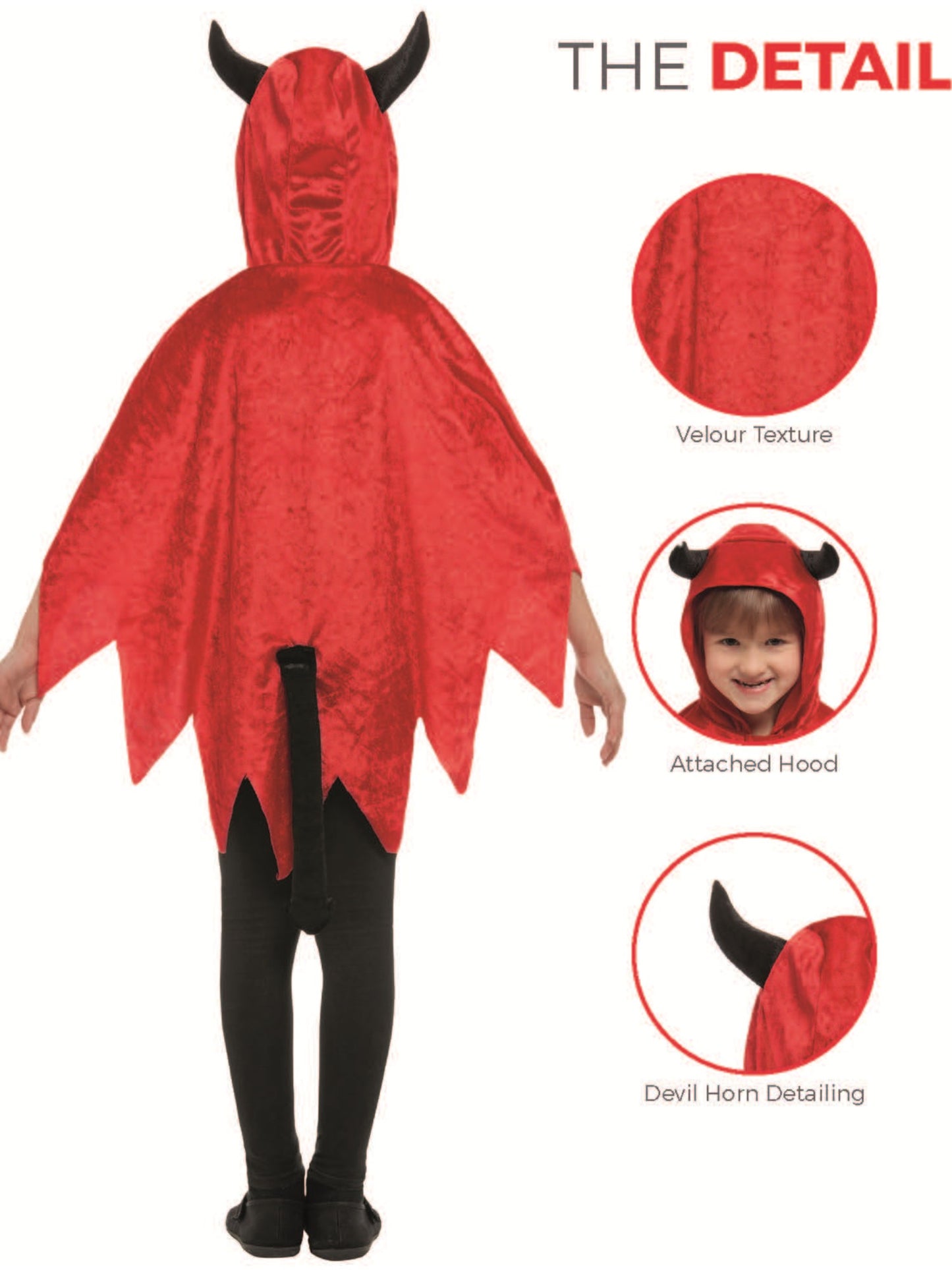 Devil Hooded Cape, Red Wholesale