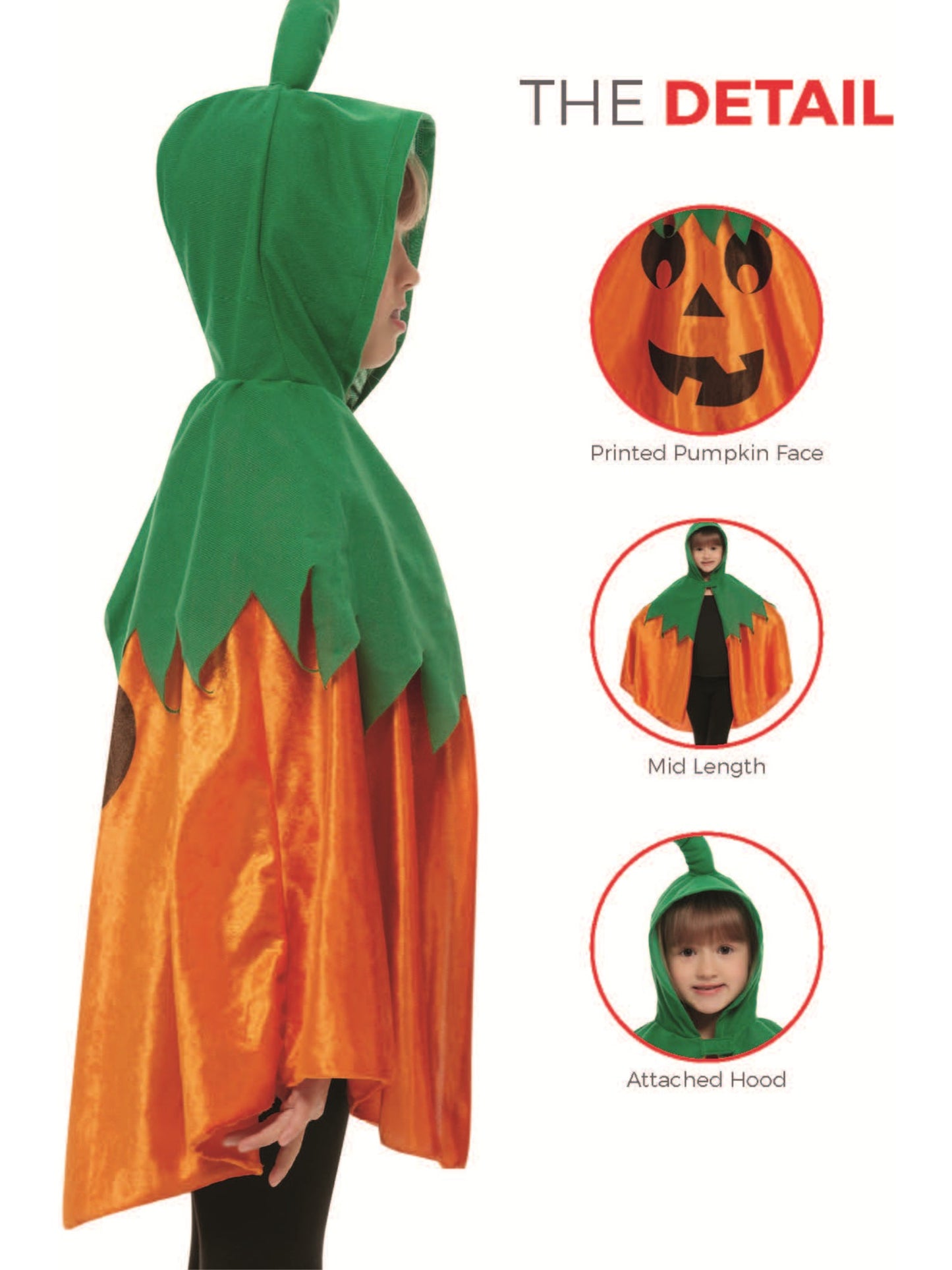 Pumpkin Hooded Cape, Orange Wholesale