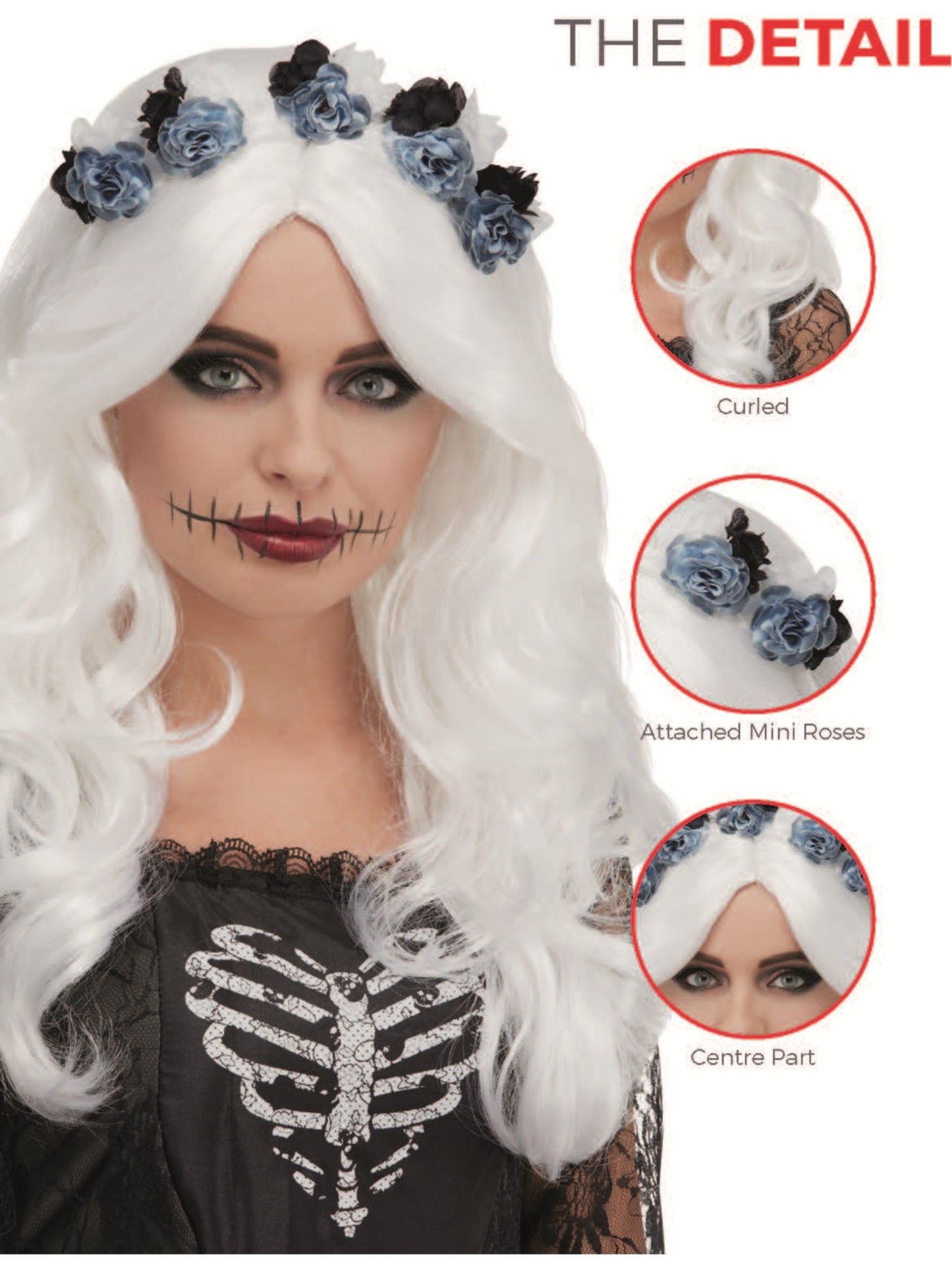 Day of the Dead Wig, White Wholesale