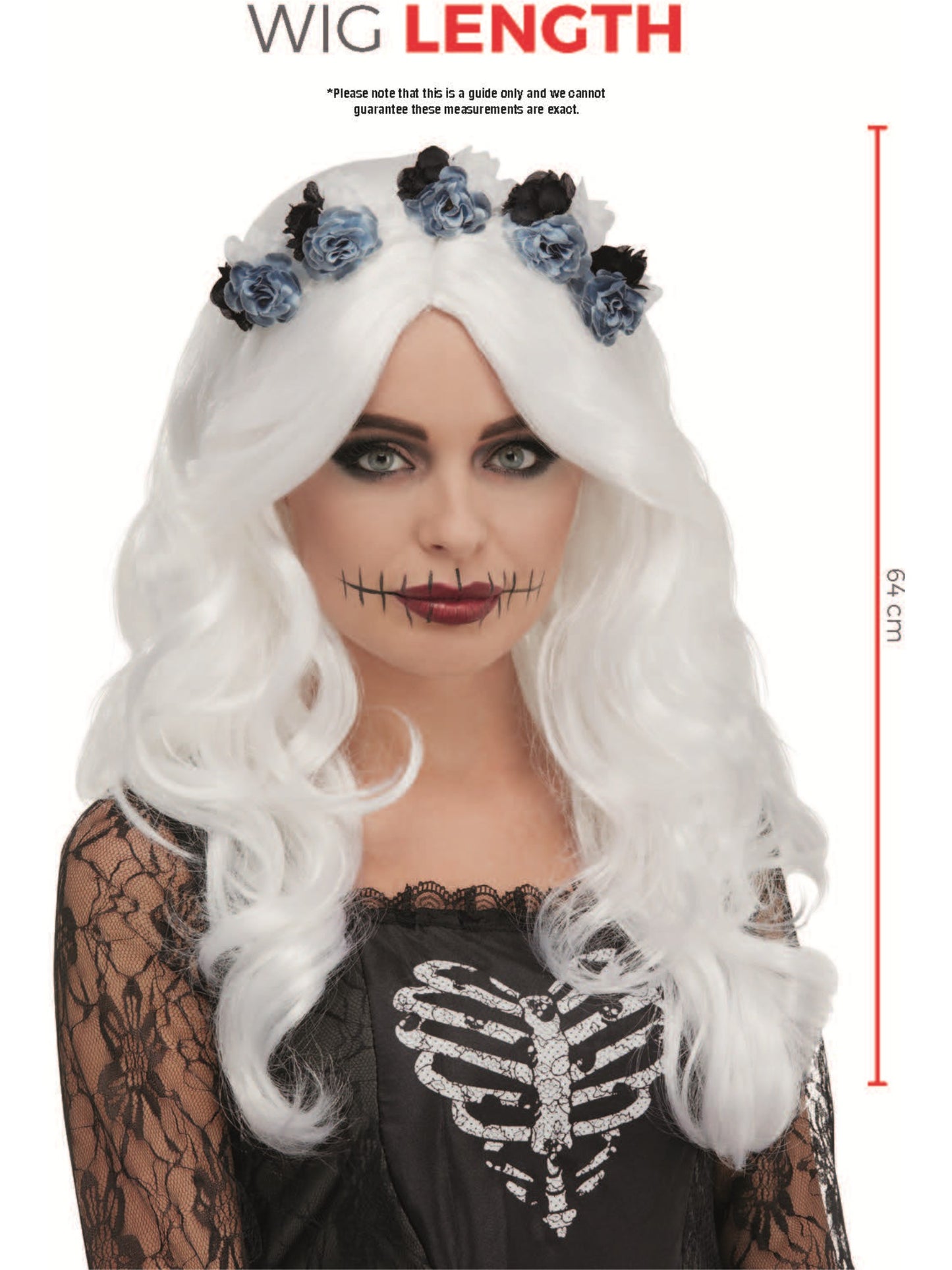 Day of the Dead Wig, White Wholesale