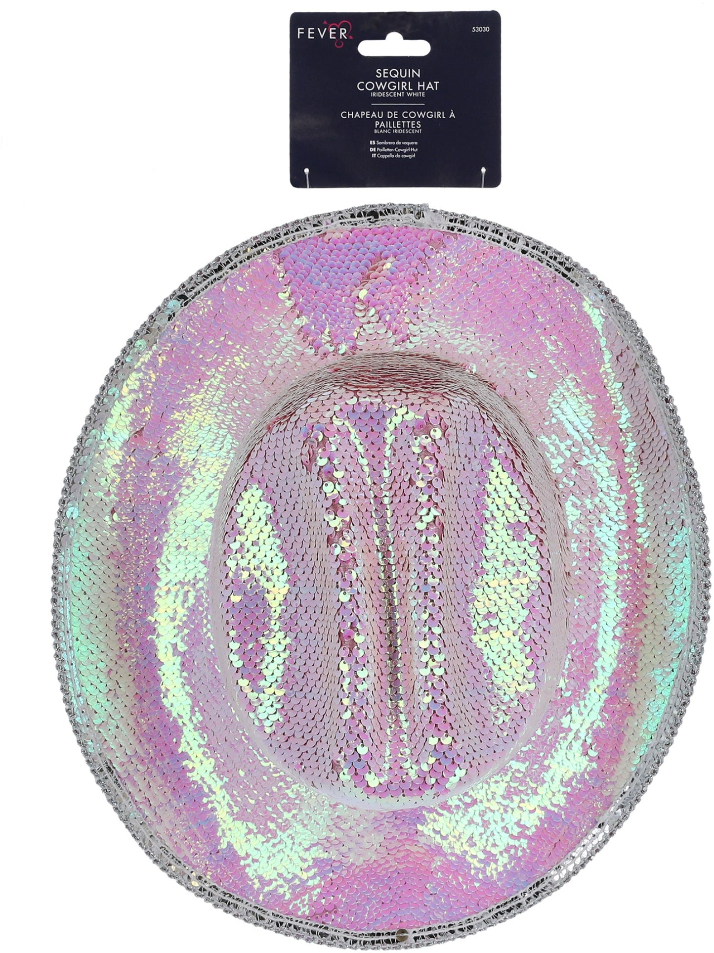 Fever Deluxe Sequin Cowboy Hat, Iridescent White Wholesale