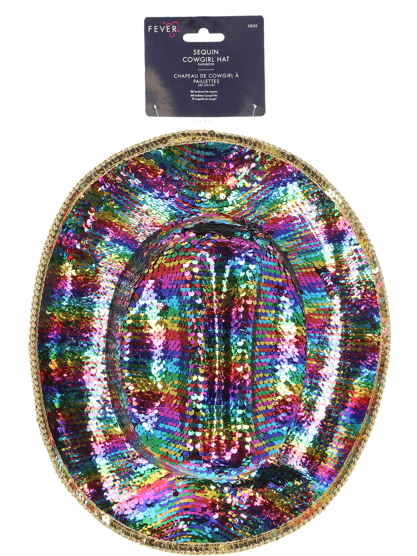 Fever Deluxe Sequin Cowboy Hat, Rainbow Wholesale