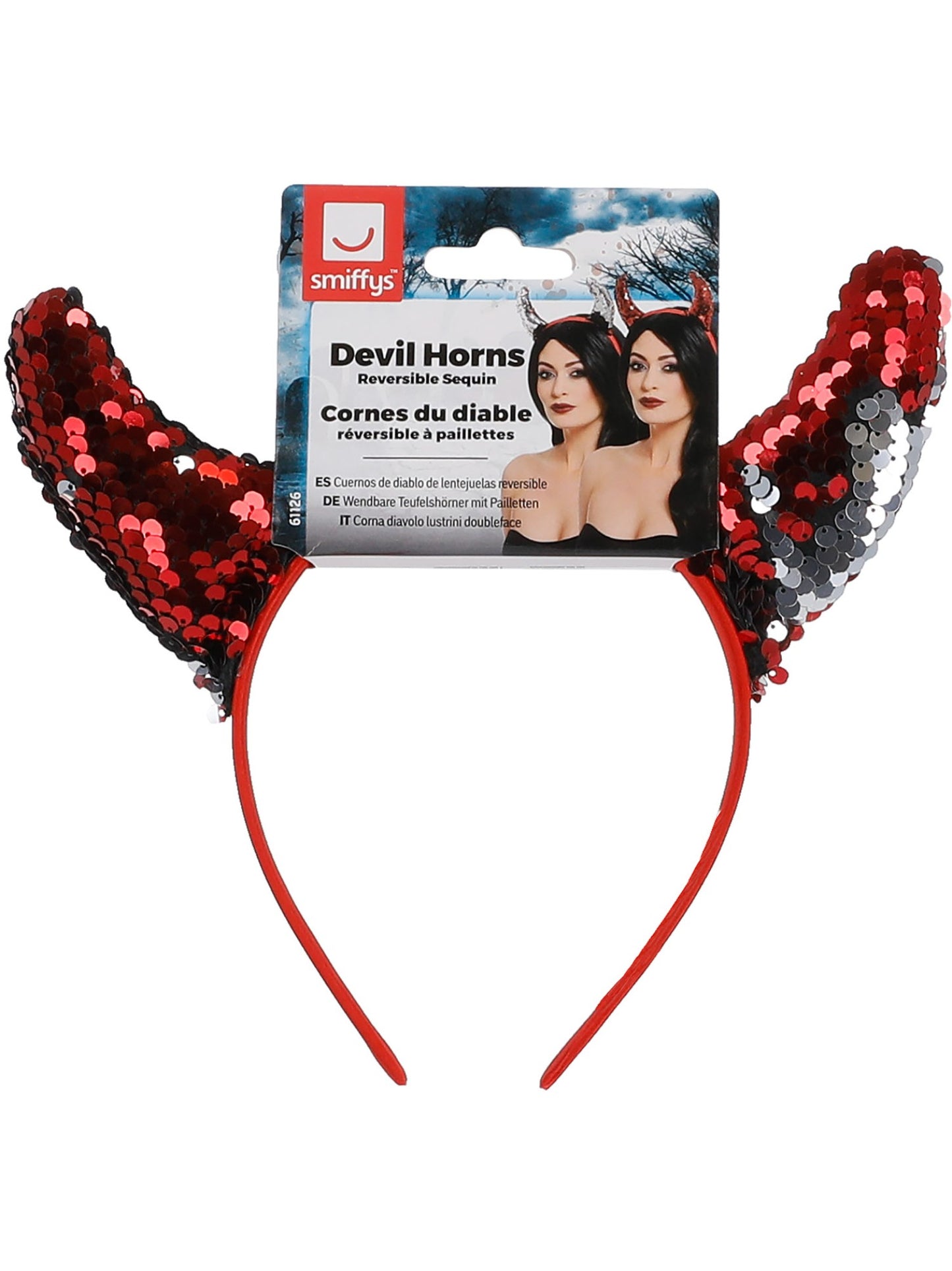 Reversible Sequin Devil Horns, Red Wholesale