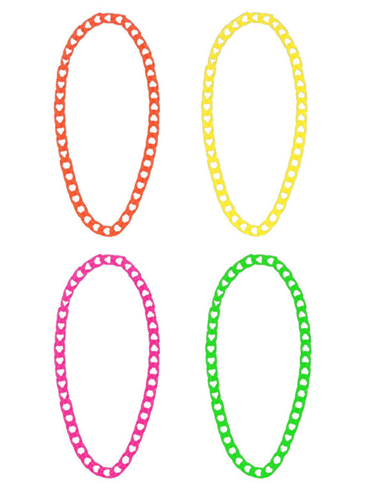 80s Neon Chain Necklaces, 4Pk Wholesale