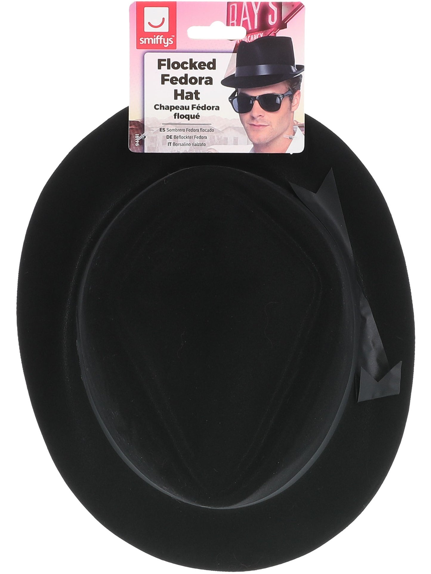 Flocked Fedora Hat, Black Wholesale