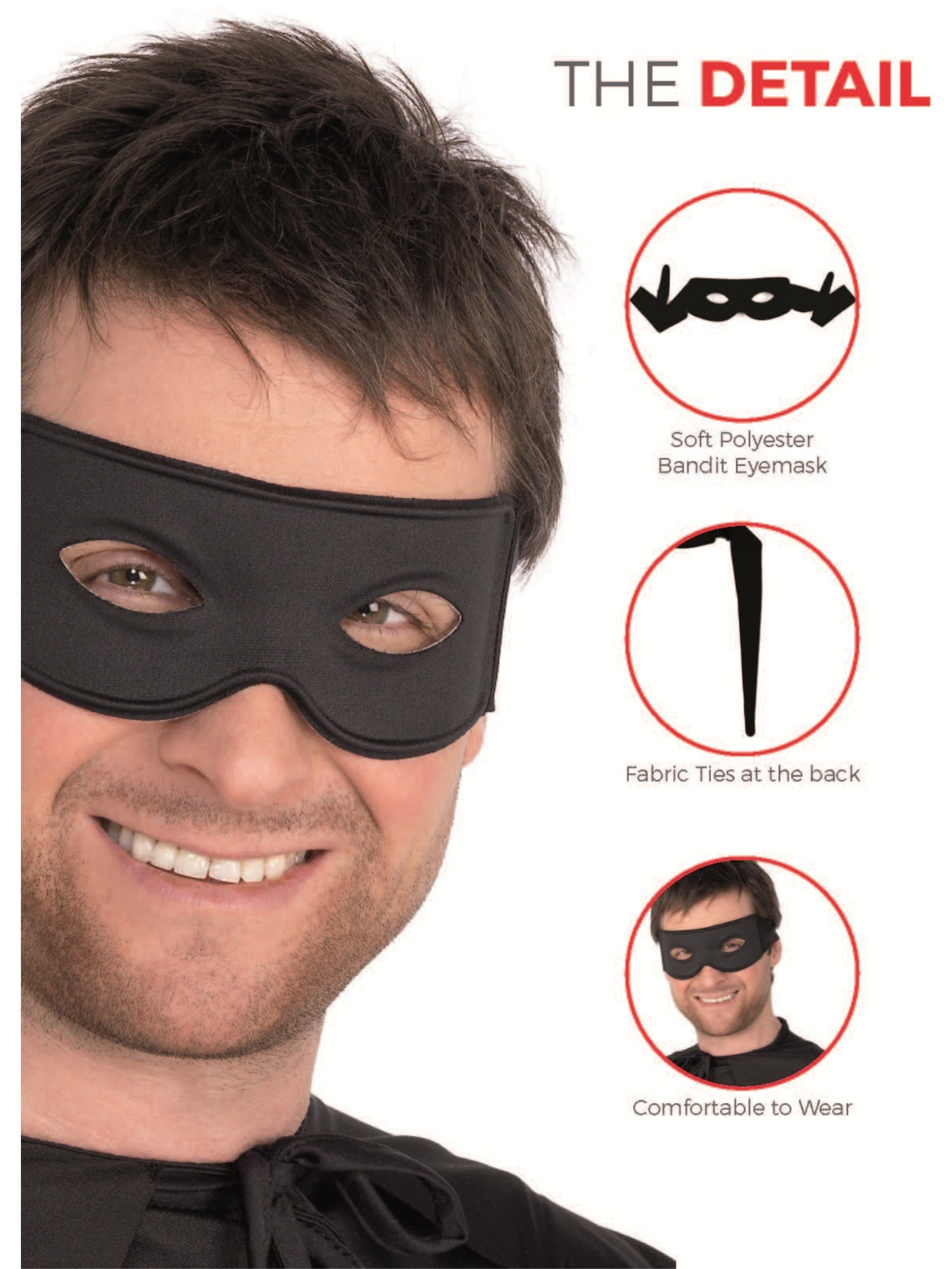 Bandit Eyemask and Tie Scarf, Black Wholesale