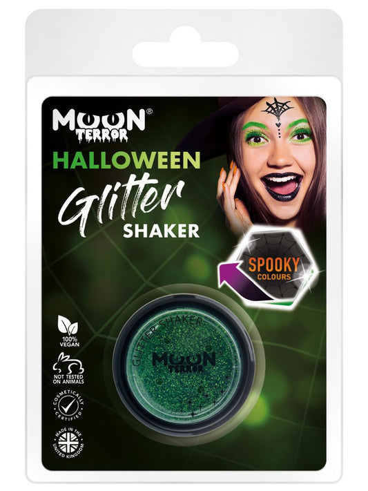 Moon Terror Halloween Glitter Shaker, Green, Clamshell 4.2g