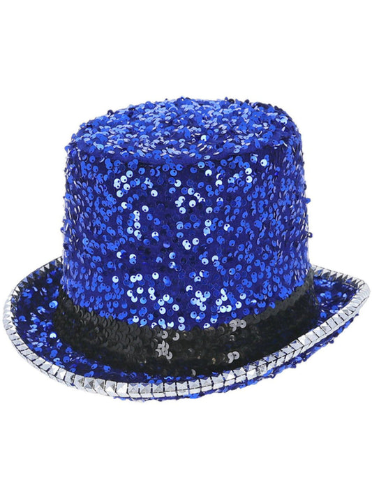 Fever Deluxe Felt & Sequin Top Hat, Blue Wholesale