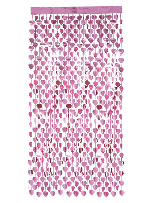 Heart Foil Curtain Backdrop, Pink Wholesale