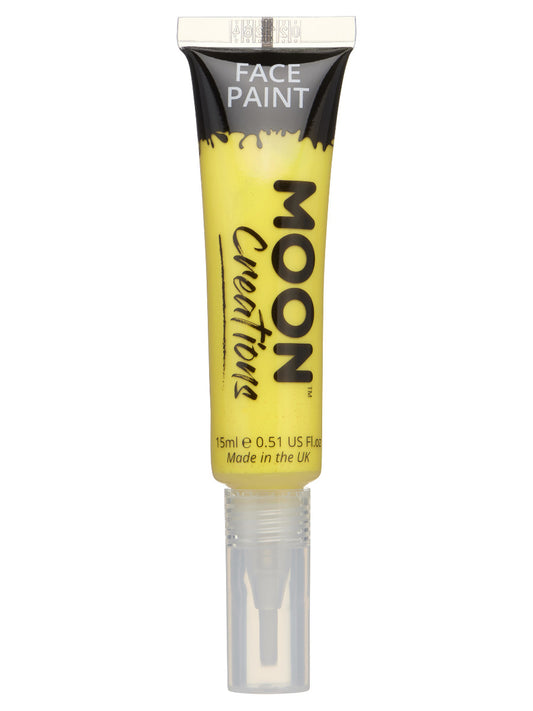 Moon Creations Face & Body Paints, Yellow, with Brush Applicator, 15ml Single