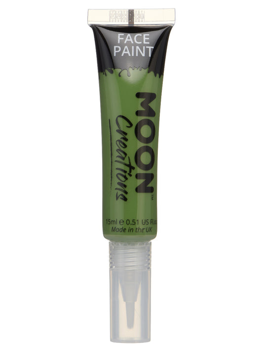 Moon Creations Face & Body Paints, Green, with Brush Applicator, 15ml Single