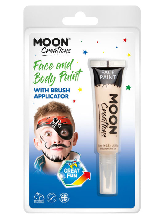 Moon Creations Face & Body Paints, Pale Skin, with Brush Applictor, 15ml Clamshell