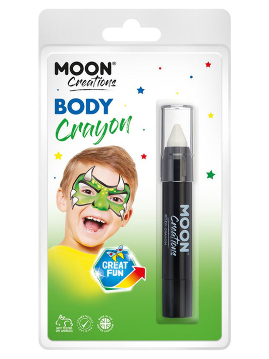 Moon Creations Body Crayons, White, 3.2g Clamshell