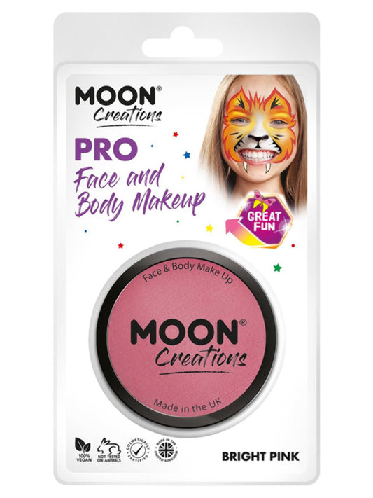 Moon Creations Pro Face Paint Cake Pot,Bright Pink, 36g Clamshell