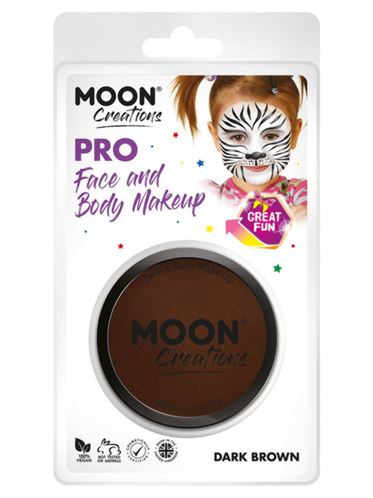 Moon Creations Pro Face Paint Cake Pot, Dark Brown, 36g Clamshell
