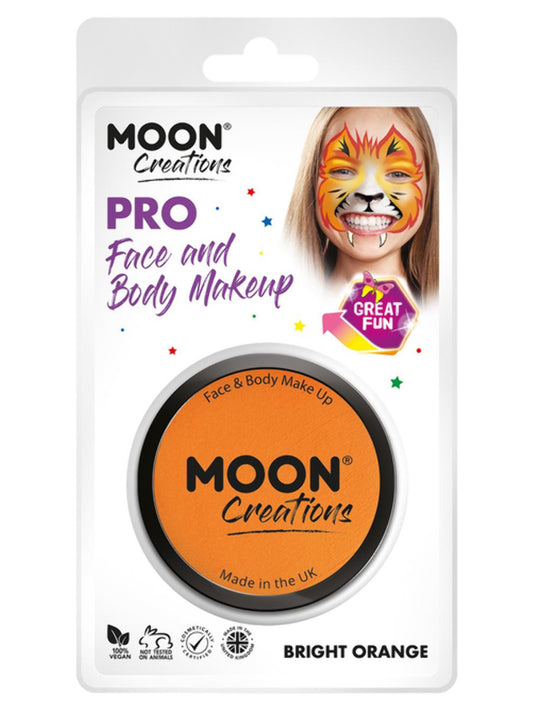 Moon Creations Pro Face Paint Cake Pot, Bright Orange, 36g Clamshell