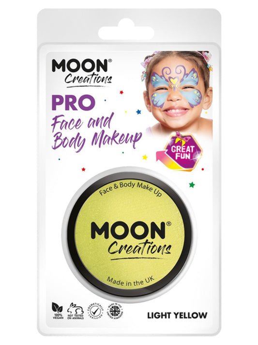 Moon Creations Pro Face Paint Cake Pot, Light Yellow, 36g Clamshell