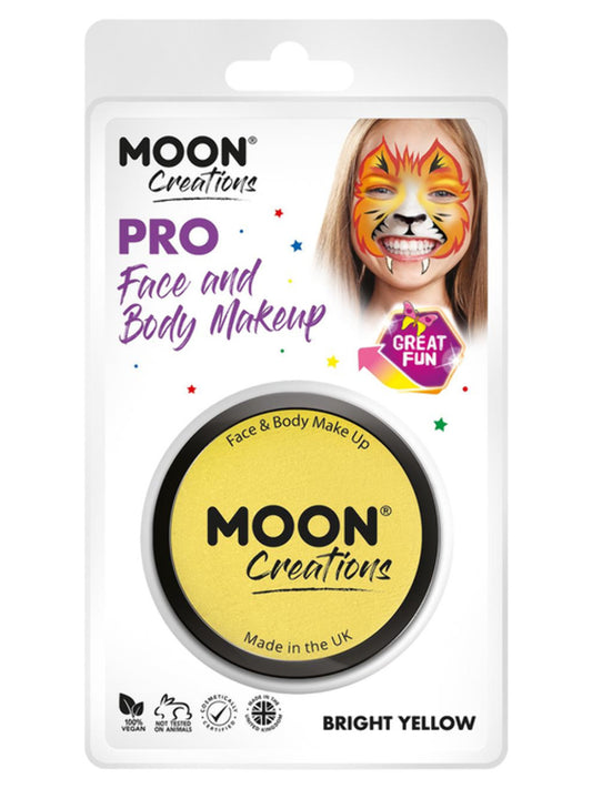 Moon Creations Pro Face Paint Cake Pot, Bright Yellow, 36g Clamshell