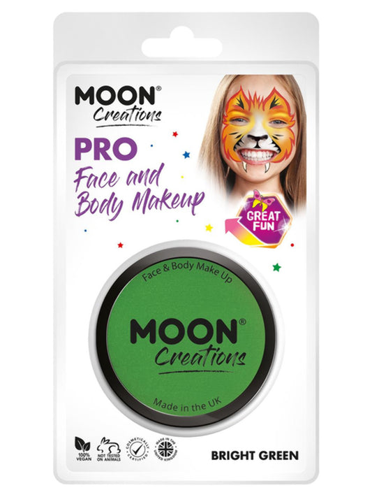 Moon Creations Pro Face Paint Cake Pot, Bright Green, 36g Clamshell