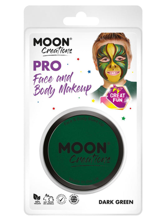 Moon Creations Pro Face Paint Cake Pot, Dark Green, 36g Clamshell