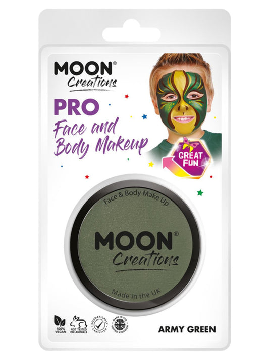 Moon Creations Pro Face Paint Cake Pot, Army Green, 36g Clamshell