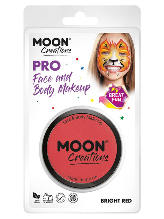 Moon Creations Pro Face Paint Cake Pot, Bright Red, 36g Clamshell