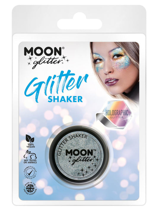 Moon Glitter Holographic Glitter Shakers, Silver, Clamshell, 5g