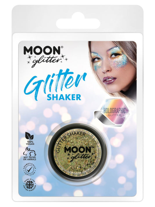 Moon Glitter Holographic Glitter Shakers, Gold, Clamshell, 5g