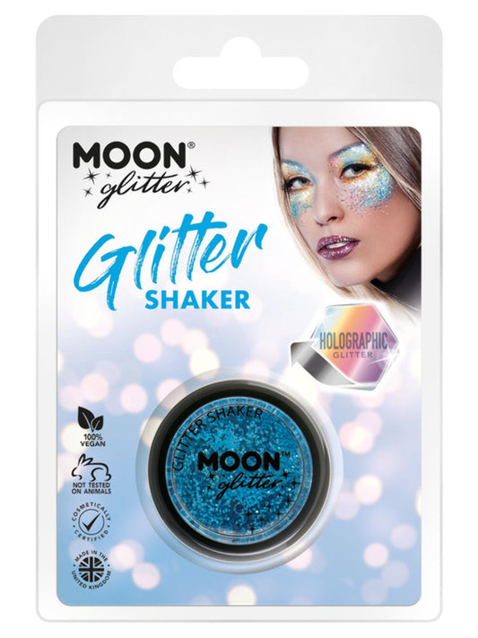 Moon Glitter Holographic Glitter Shakers, Blue, Clamshell, 5g