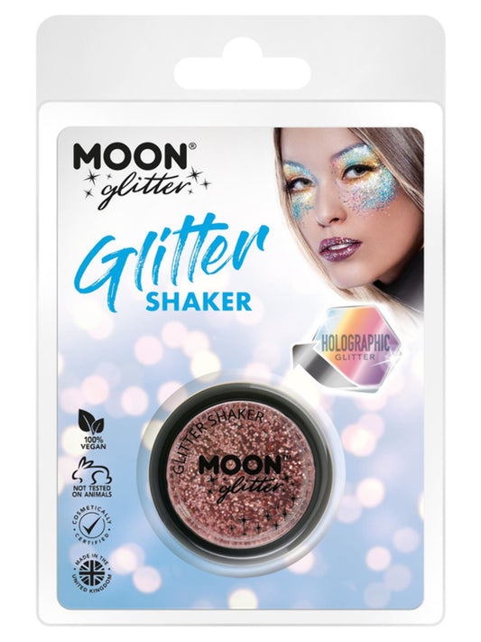 Moon Glitter Holographic Glitter Shakers,Rose Gold, Clamshell, 5g