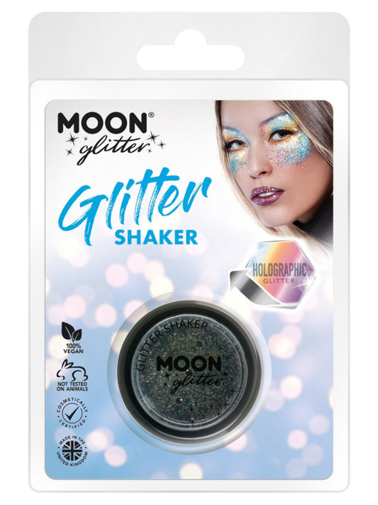 Moon Glitter Holographic Glitter Shakers, Black, Clamshell, 5g