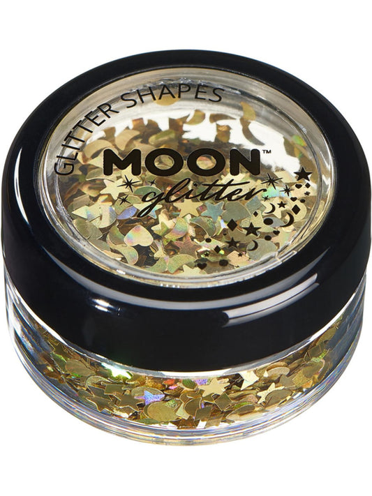 Moon Glitter Holographic Glitter Shapes, Gold, Single, 3g