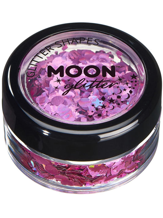 Moon Glitter Holographic Glitter Shapes, Pink, Single, 3g