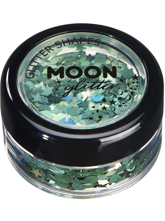 Moon Glitter Holographic Glitter Shapes, Green, Single, 3g