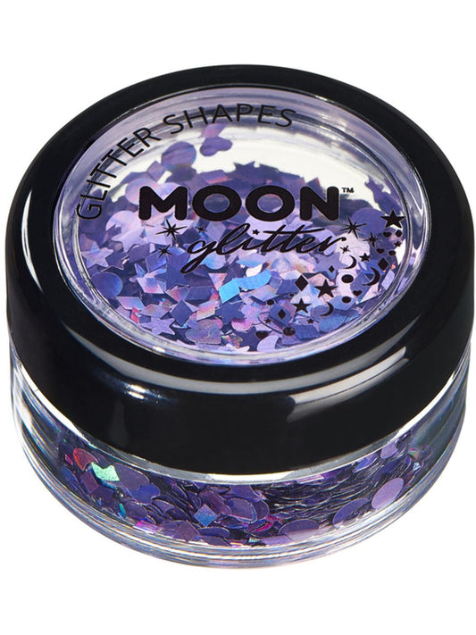 Moon Glitter Holographic Glitter Shapes, Purple, Single, 3g