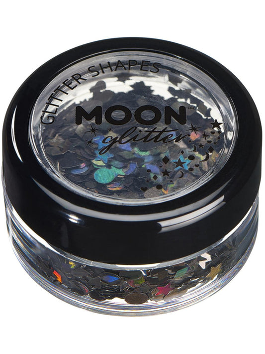 Moon Glitter Holographic Glitter Shapes, Black, Single, 3g