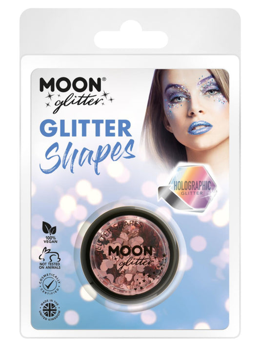 Moon Glitter Holographic Glitter Shapes, Rose Gold, Clamshell, 3g