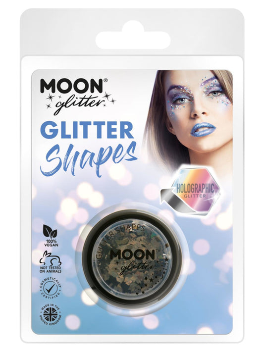 Moon Glitter Holographic Glitter Shapes, Black, Clamshell, 3g