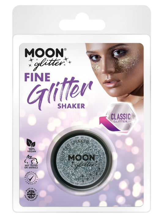 Moon Glitter Classic Fine Glitter Shakers, Silver, Clamshell, 5g