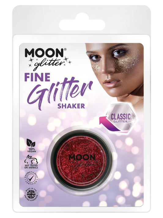 Moon Glitter Classic Fine Glitter Shakers, Red, Clamshell, 5g