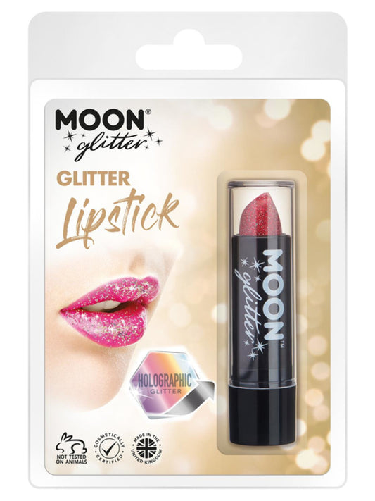 Moon Glitter Holographic Glitter Lipstick, Red, Clamshell, 4.2g
