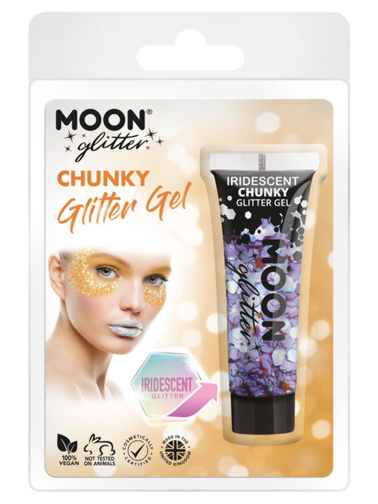 Moon Glitter Iridescent Chunky Glitter Gel, Purple, Clamshell, 12ml