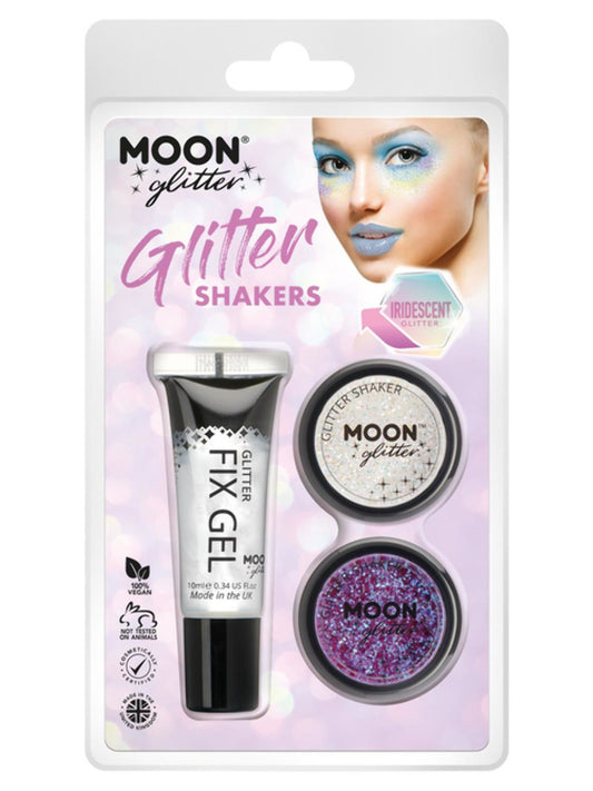 Moon Glitter Iridescent Glitter Shakers, Clamshell, 5g - Fix Gel, White, Purple