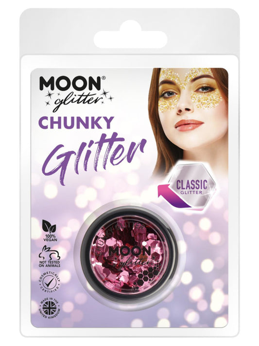 Moon Glitter Classic Chunky Glitter, Pink, Clamshell, 3g