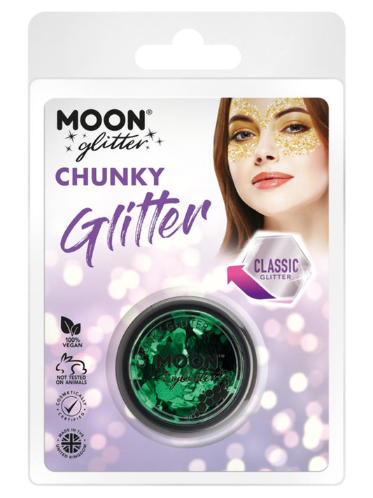 Moon Glitter Classic Chunky Glitter, Green, Clamshell, 3g