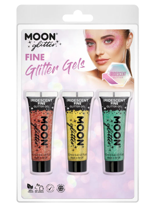 Moon Glitter Iridescent Glitter Gel, Clamshell, 12ml - Cherry, Yellow, Green