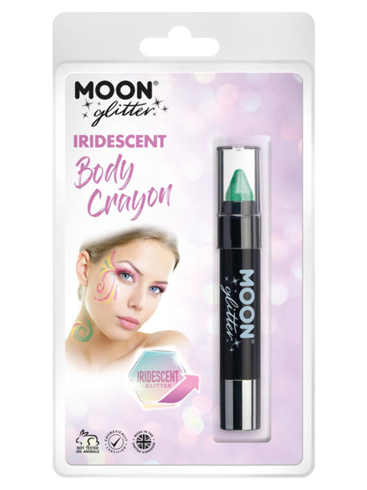 Moon Glitter Iridescent Body Crayons, Green, Clamshell, 3.2g