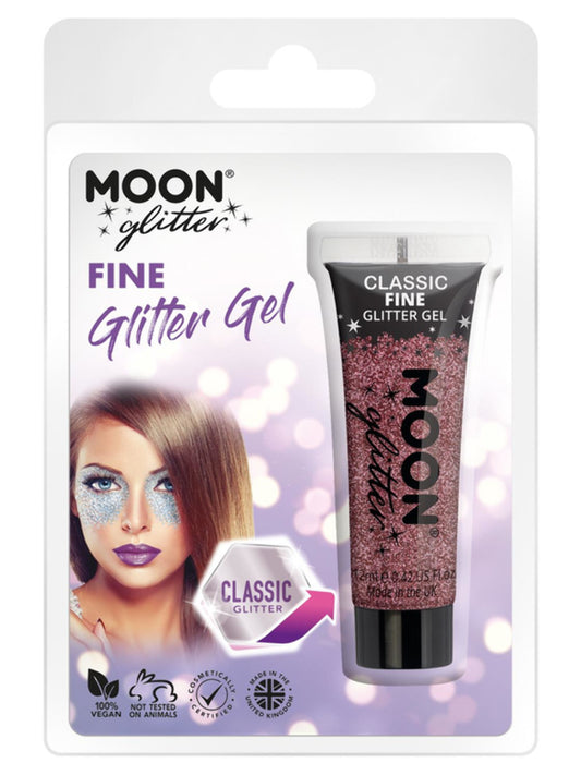 Moon Glitter Classic Fine Glitter Gel, Pink, Clamshell, 12ml