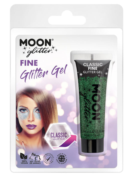 Moon Glitter Classic Fine Glitter Gel, Green, Clamshell, 12ml